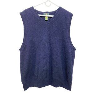 Club Room Sweater Ves Pure New Wool Sleeveless Lambswool Navy Blue Size L
